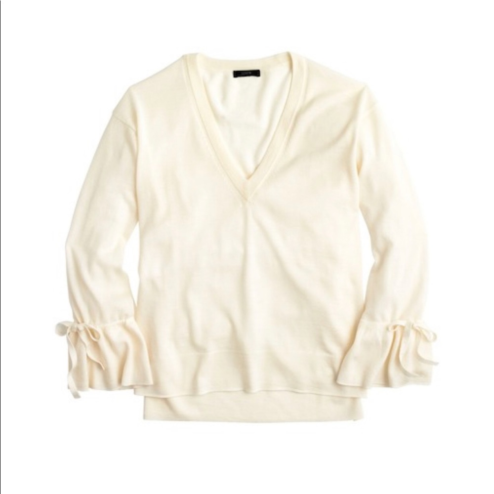 NWT J Crew Drawstring Sleeve Merino Wool Sweater